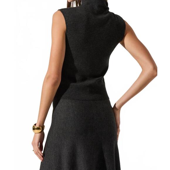 NEW ASTR deora sleeveless mockneck sweater in charcoal - Picture 4 of 6